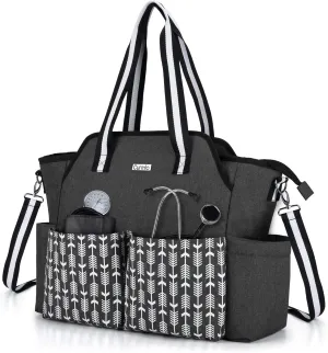 CURMIO Home Health Nurse Bag - Portable Medical Supplies Bag for Home Visits, Clinical Study, Health Care - Black with Arrow (Patented Design)