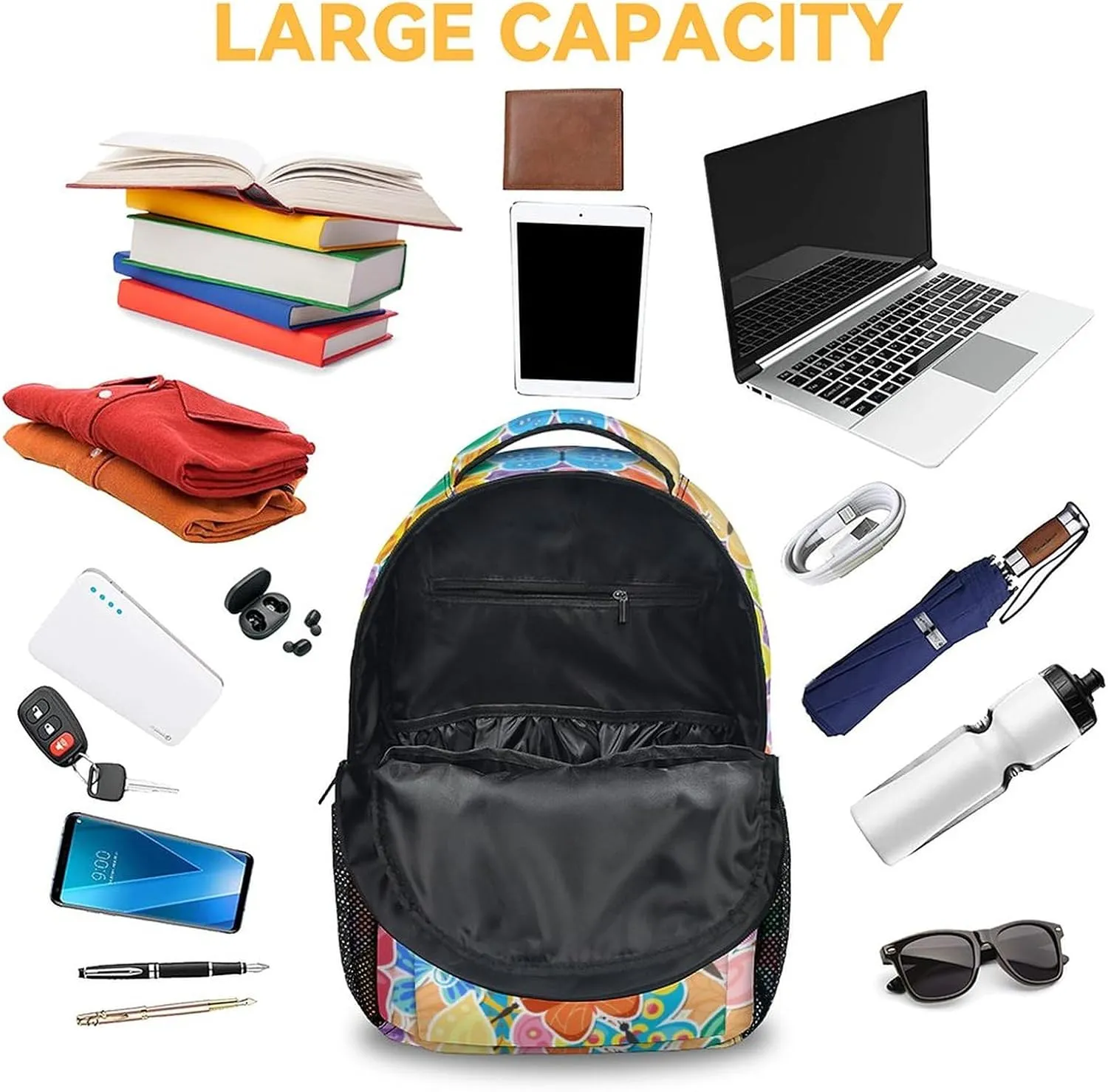 Custom Butterfly Backpack for Girls Boys, 16 Inch Colorful Backpacks for School, Cute Lightweight Durable Bookbags for Kids