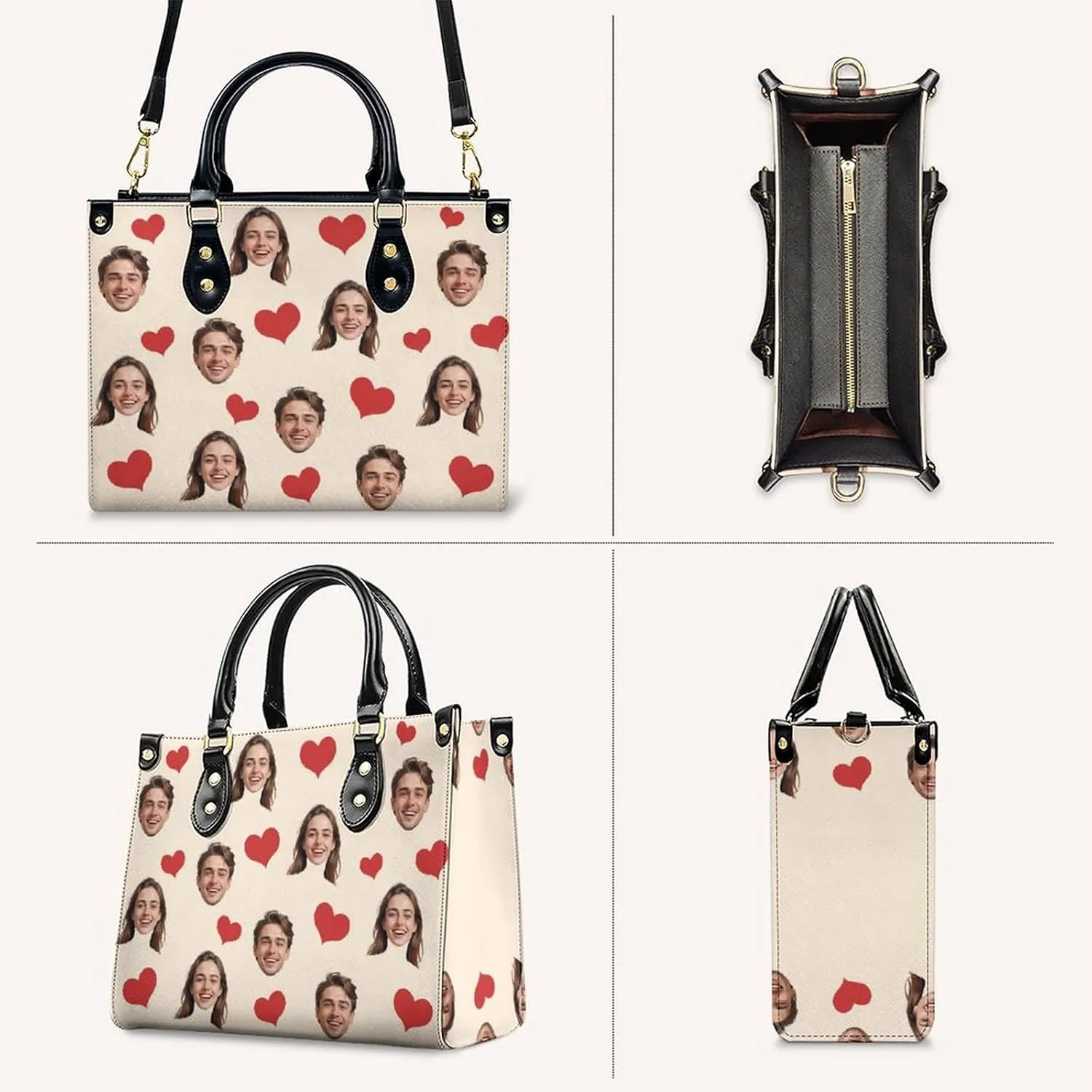 Custom Handbag for Women - Leather Tote Bag with Name, Photo for Mom, Teacher - Fashion Gifts for Birthday, Wedding