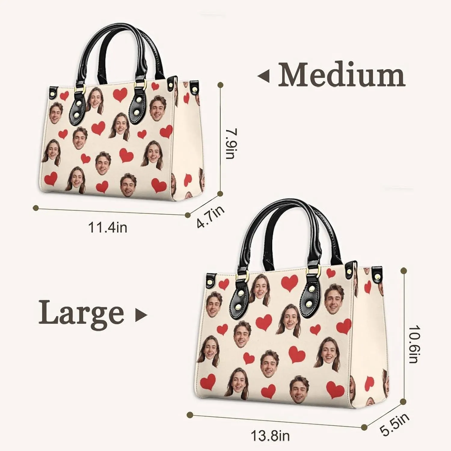 Custom Handbag for Women - Leather Tote Bag with Name, Photo for Mom, Teacher - Fashion Gifts for Birthday, Wedding