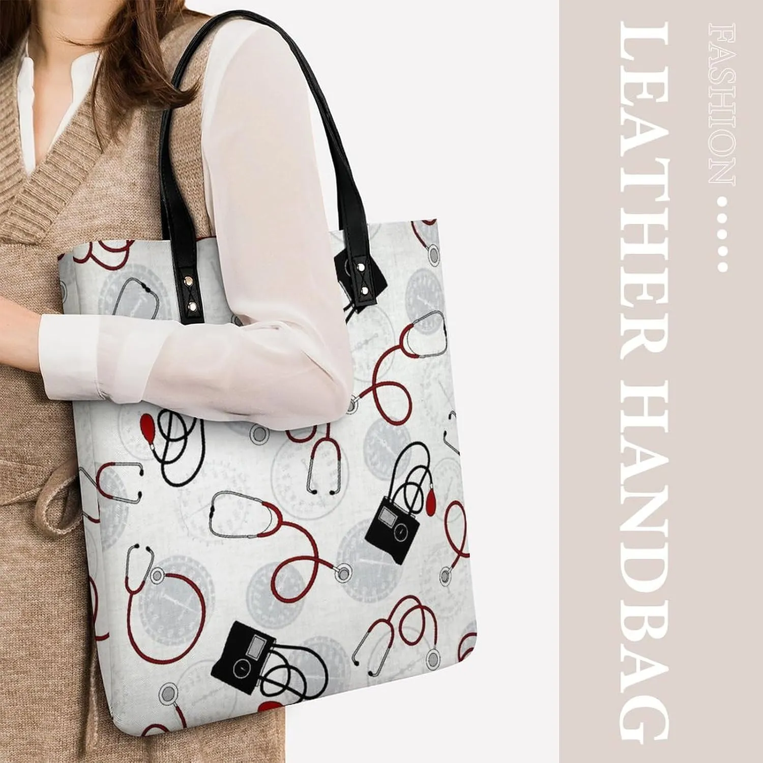 Cute AutismAwareness Large Capacity Leather Handbag