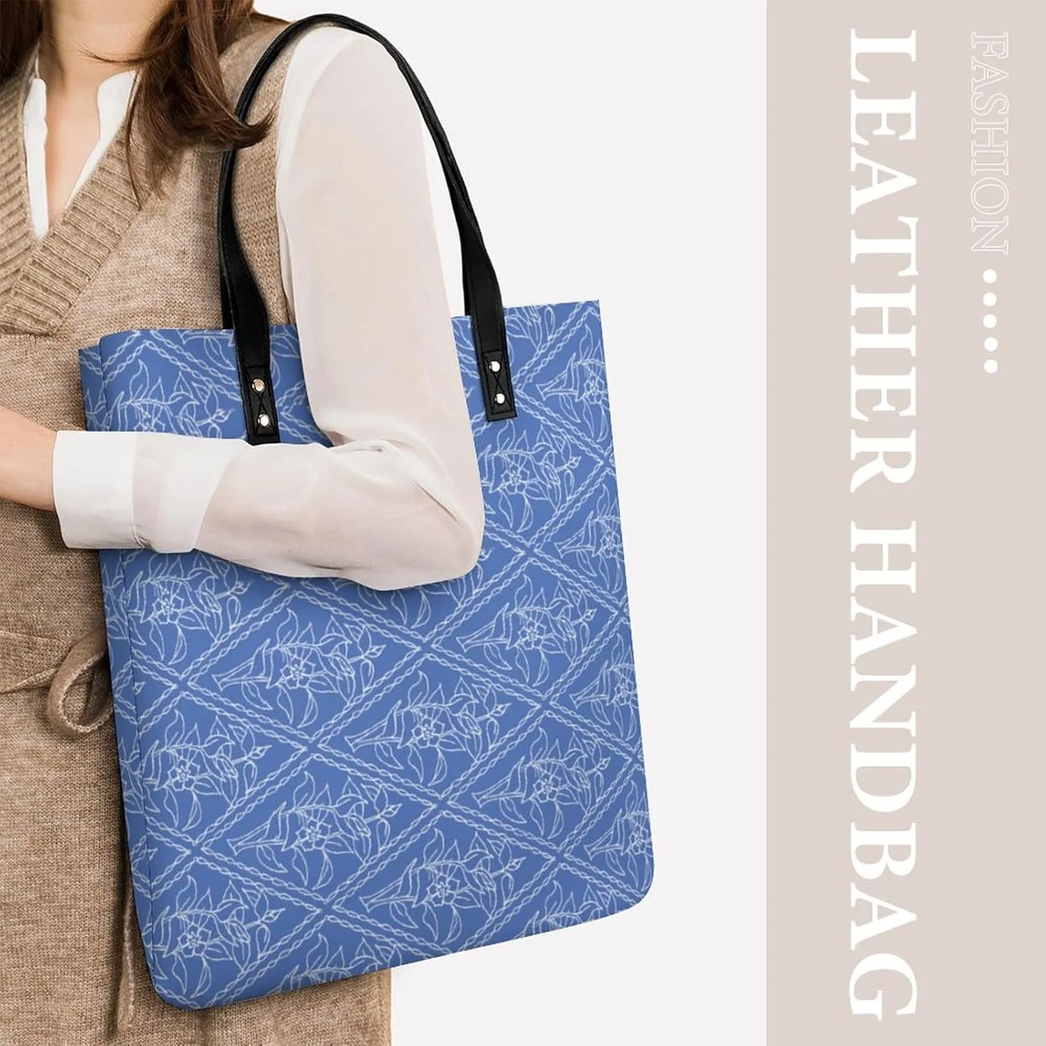 Cute AutismAwareness Large Capacity Leather Handbag