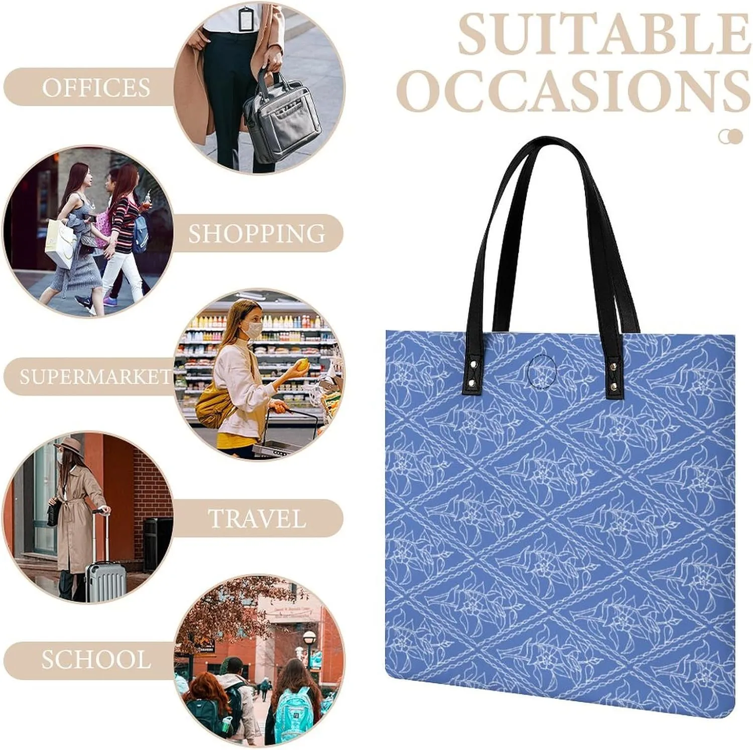 Cute AutismAwareness Large Capacity Leather Handbag
