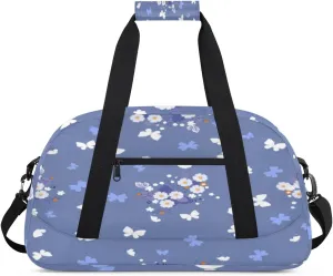 Cute Butterfly Gym Duffel Bag for Men Women Daisies Flowers Sports Tote Bag with Adjustable Shoulder Strap for Dance Gymnastics Traveling Outdoor Camping Overnight Stay