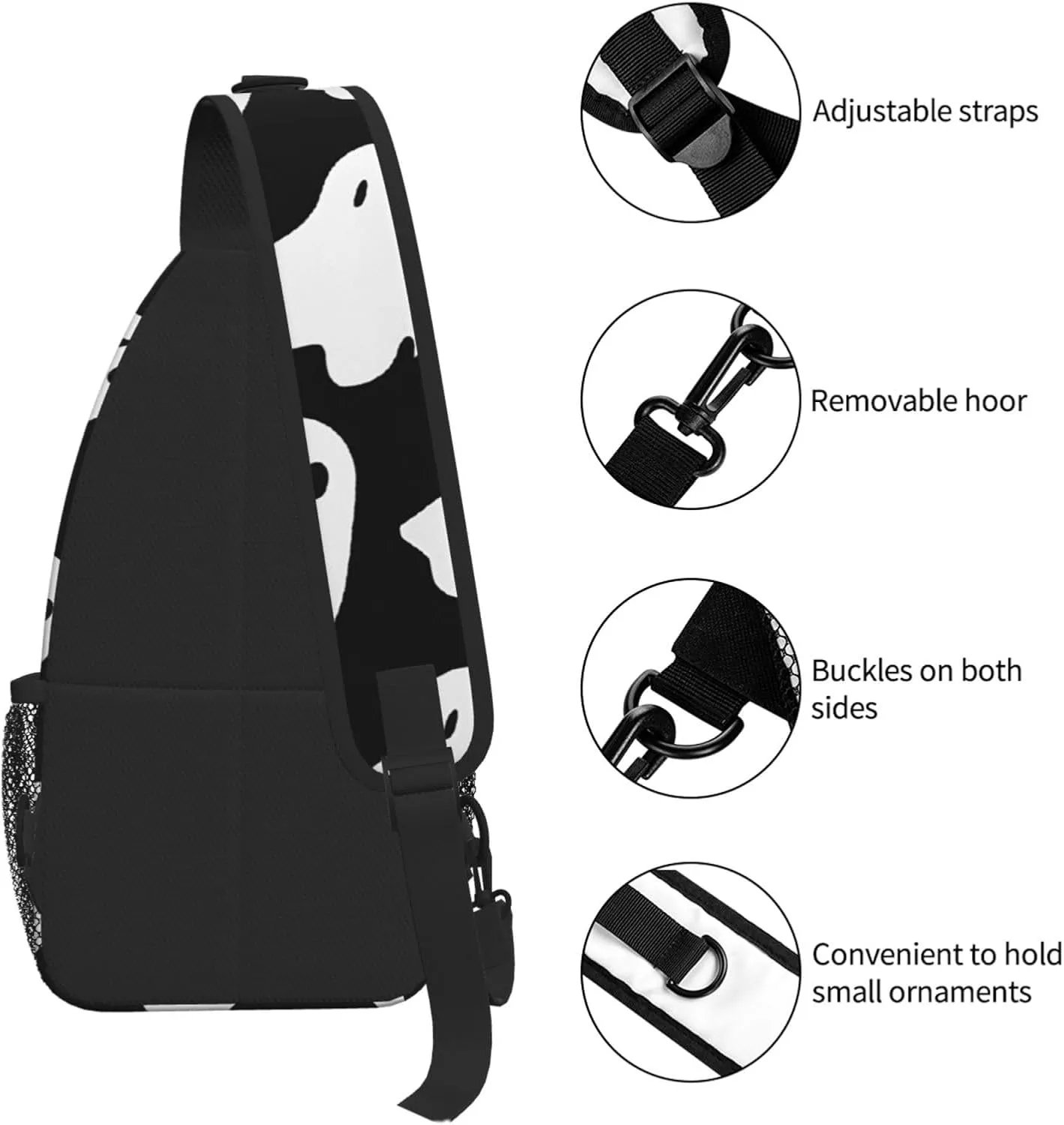 Cute White Ghost Halloween Pattern Print Cross Chest Bag Diagonally For Short-Distance Travel And Daily Use