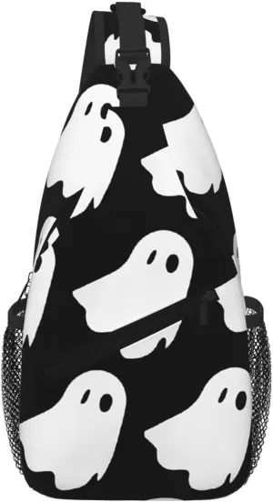 Cute White Ghost Halloween Pattern Print Cross Chest Bag Diagonally For Short-Distance Travel And Daily Use