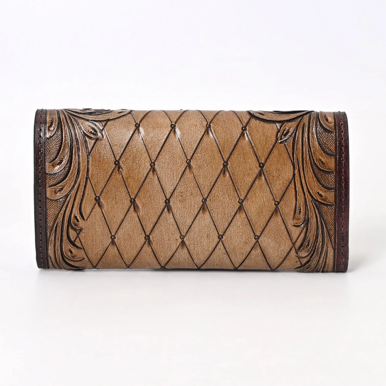 Cutie Brown Flower Tooled Wallet
