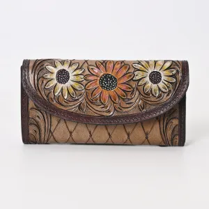 Cutie Brown Flower Tooled Wallet