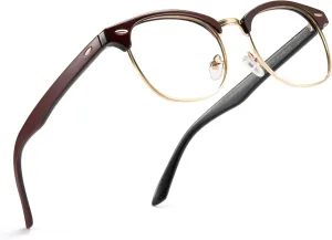 Cyxus Blue Light Blocking Glasses Men Women Retro Semi Rimless Browline Blue Light Glasses for Computer Eye Strain Gaming, Anti Harmful Blue Light 8056T91