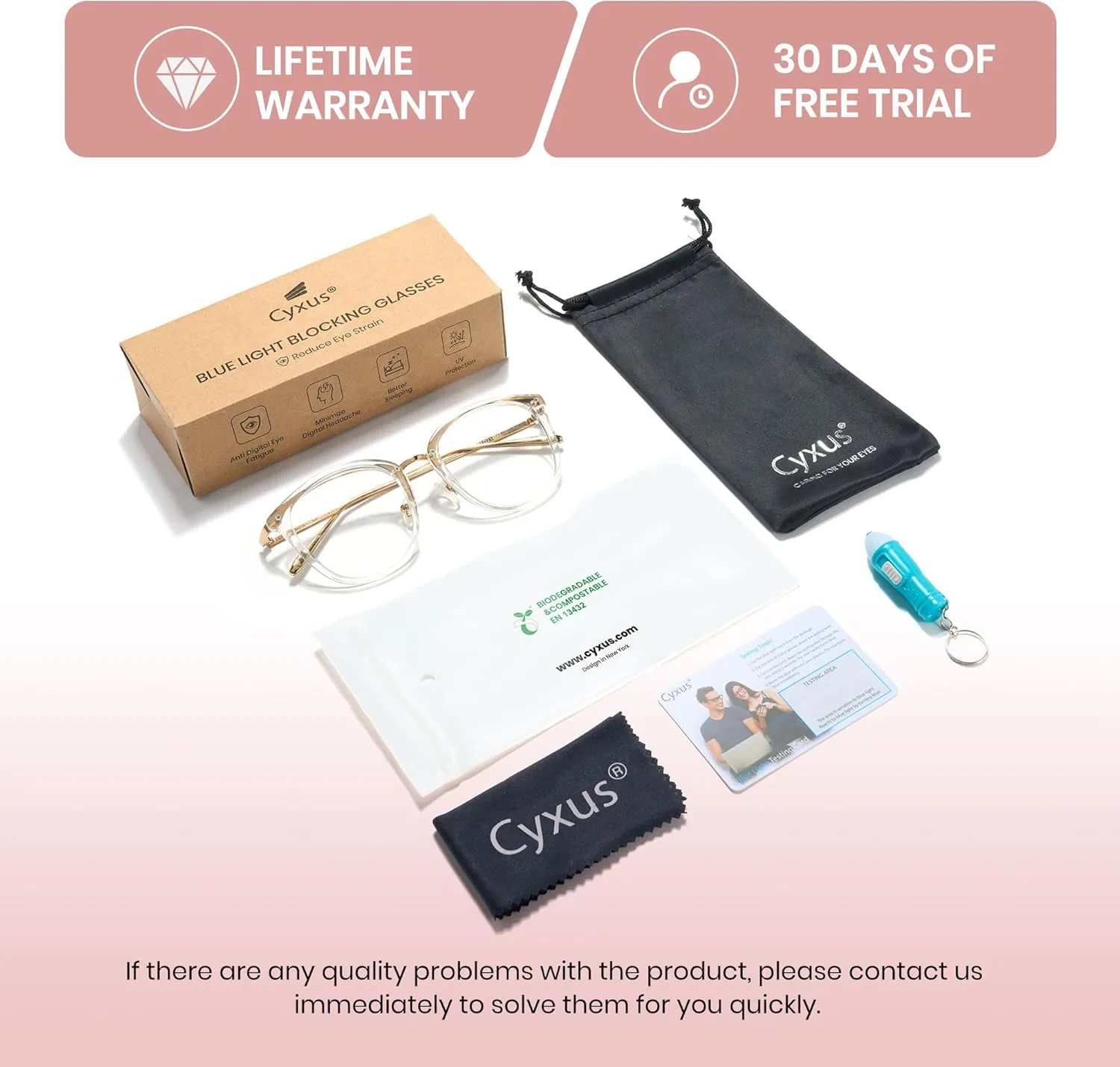 Cyxus Blue Light Glasses for Woman, Fashion Computer Glasses on Office Reduce Eye Strain Anti Migraine for Working Reading
