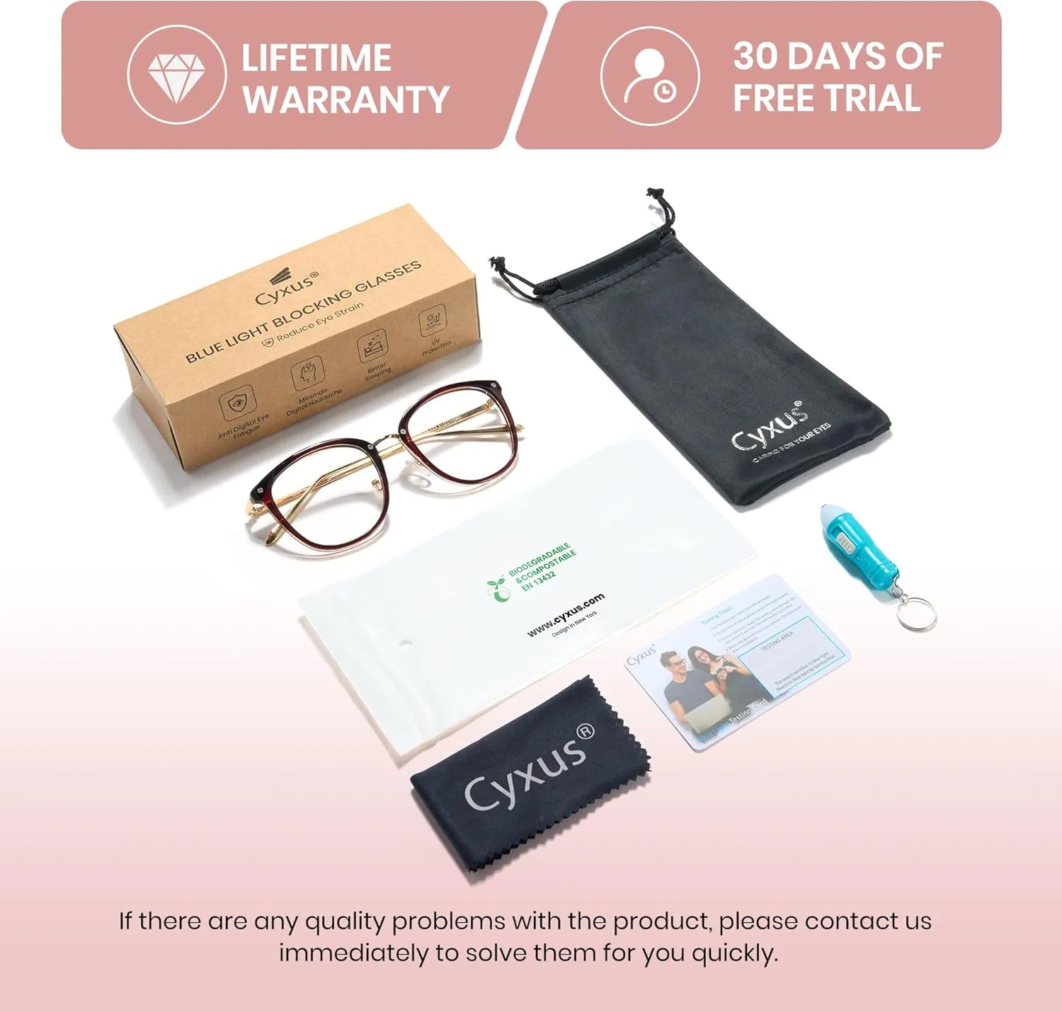 Cyxus TR90 Cat Eye Women Eyewear Frames Round Stylish Retro Metal Ultra Light Blue Light Glasses UV Blocking Eyeglasses