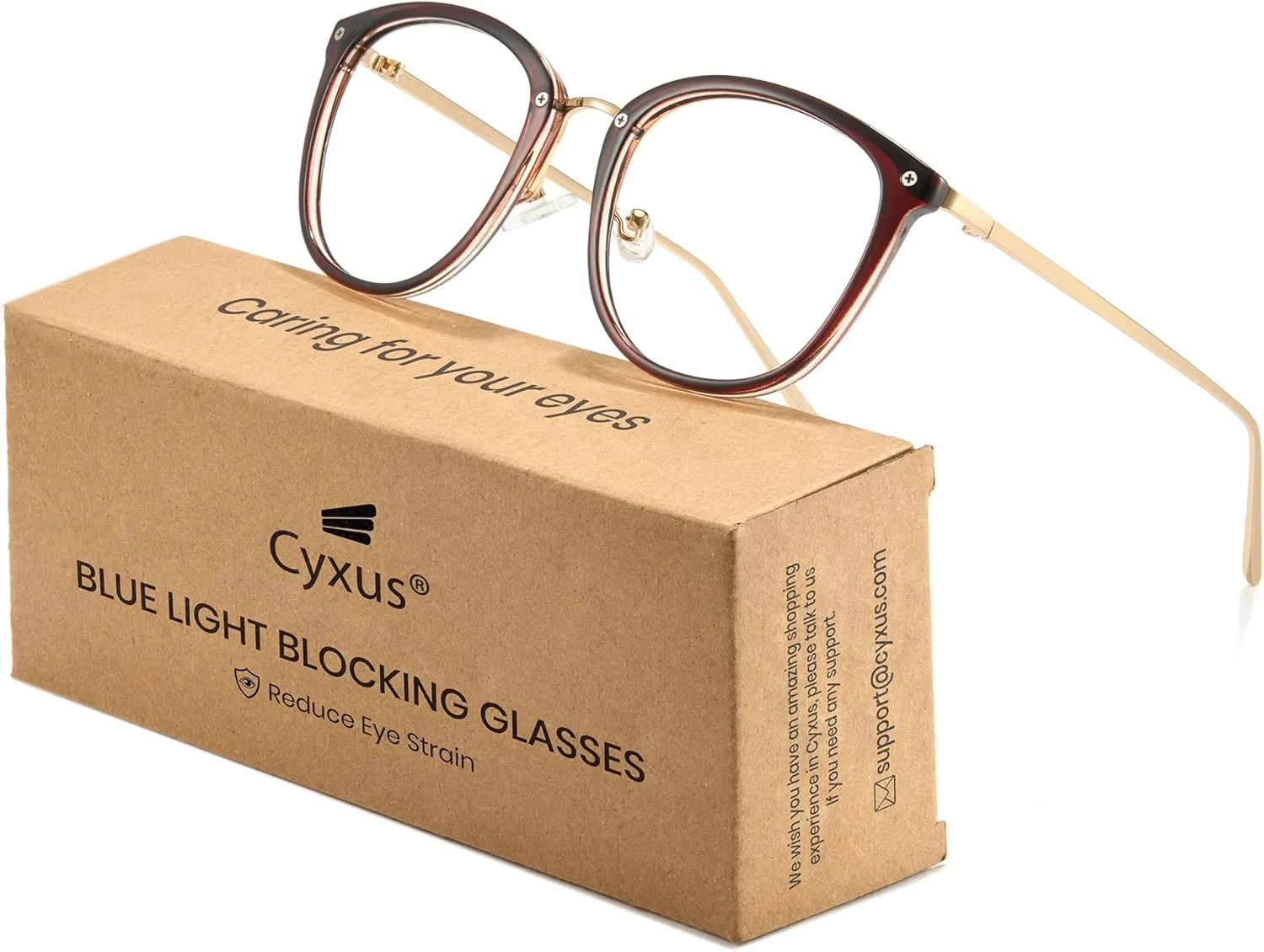 Cyxus TR90 Cat Eye Women Eyewear Frames Round Stylish Retro Metal Ultra Light Blue Light Glasses UV Blocking Eyeglasses