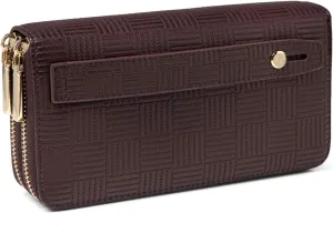 Daisy Rose Dual Zipper Phone Clutch and Wallet for Women - RFID Blocking, PU Vegan Leather Multi-Card Organizer
