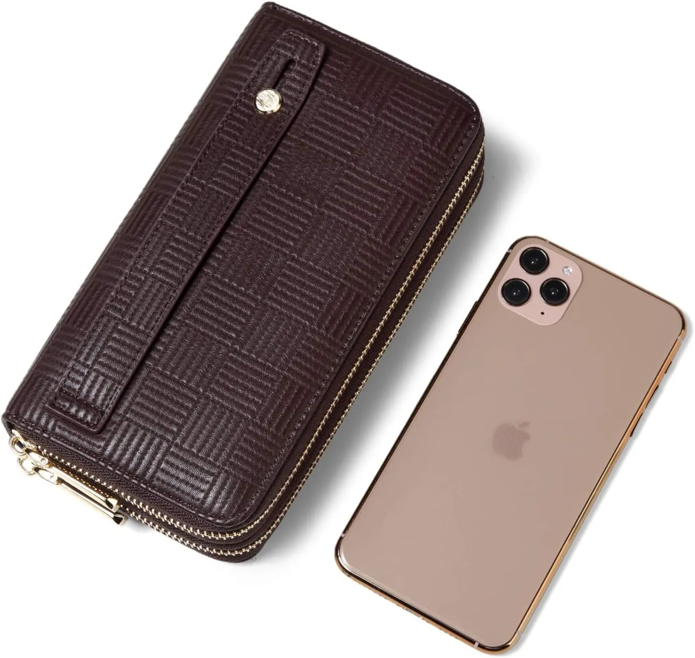 Daisy Rose Dual Zipper Phone Clutch and Wallet for Women - RFID Blocking, PU Vegan Leather Multi-Card Organizer
