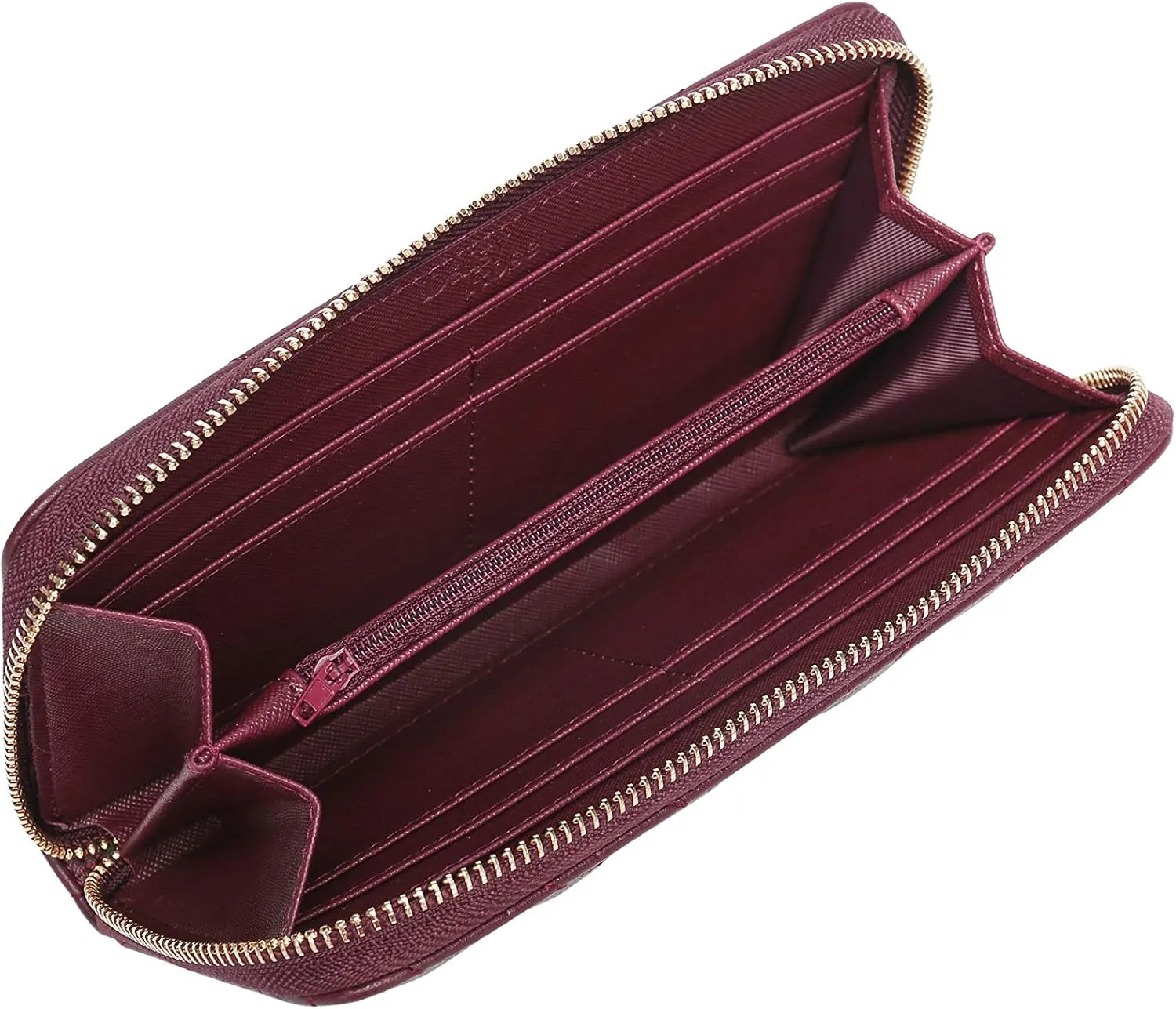 Daisy Rose Women’s Zip-Around Wallet & Phone Clutch with RFID Blocking, PU Vegan Leather (Burgundy)