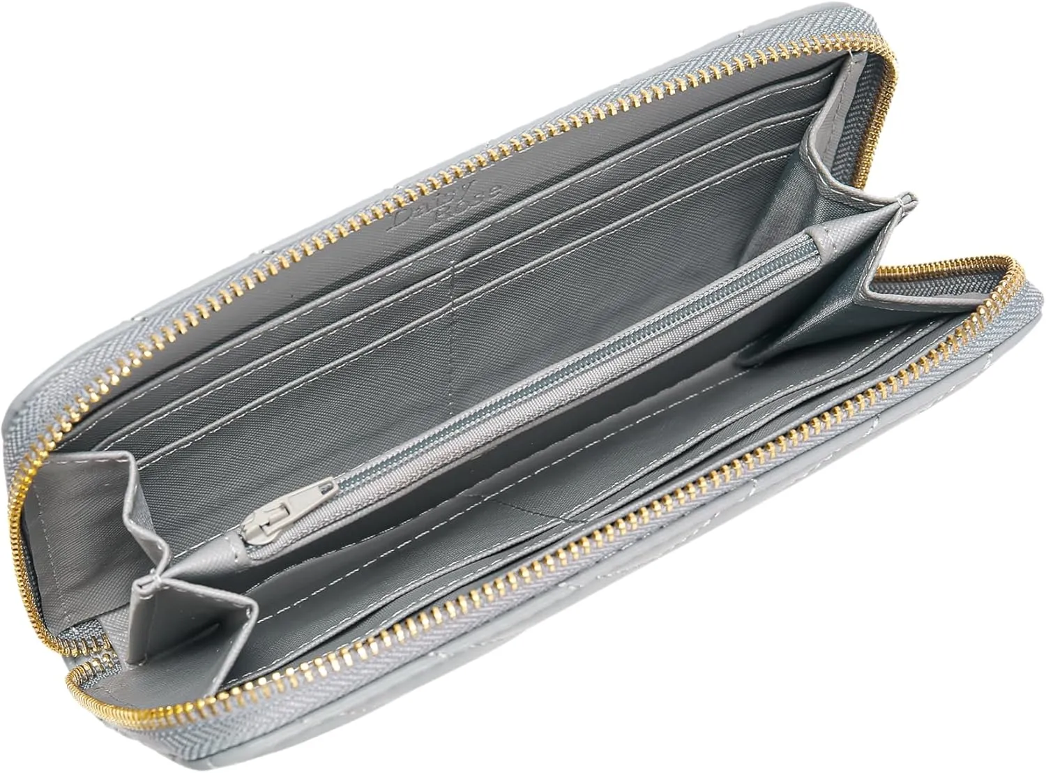 Daisy Rose Women’s Zip-Around Wallet & Phone Clutch with RFID Blocking, PU Vegan Leather (Grey)