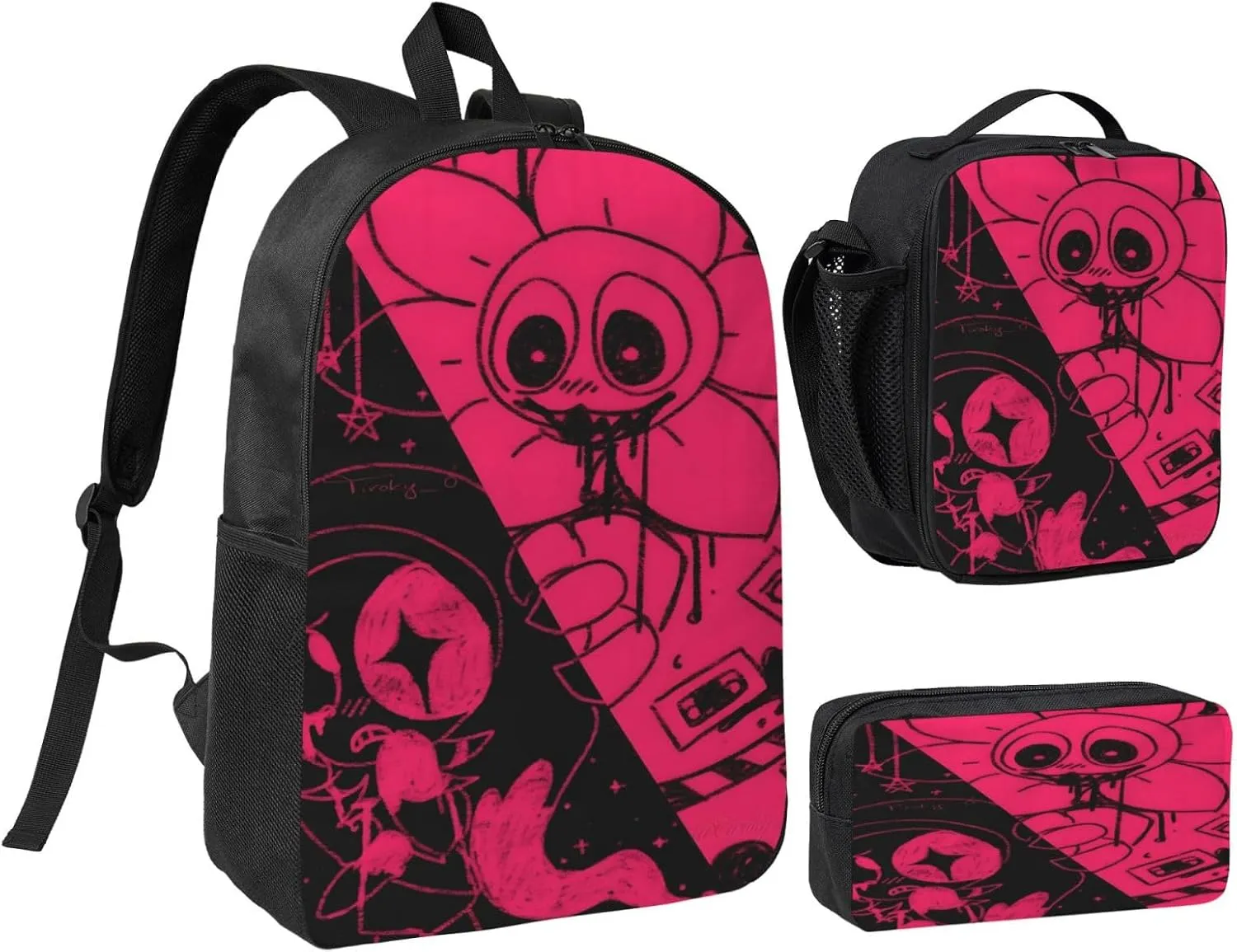 Dandys World Backpack Cartoon Print Cute Daily Multi-Purpose Backpack, 3set