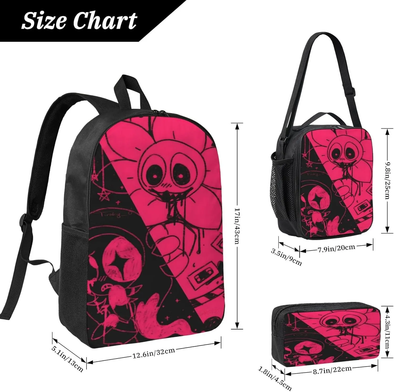 Dandys World Backpack Cartoon Print Cute Daily Multi-Purpose Backpack, 3set