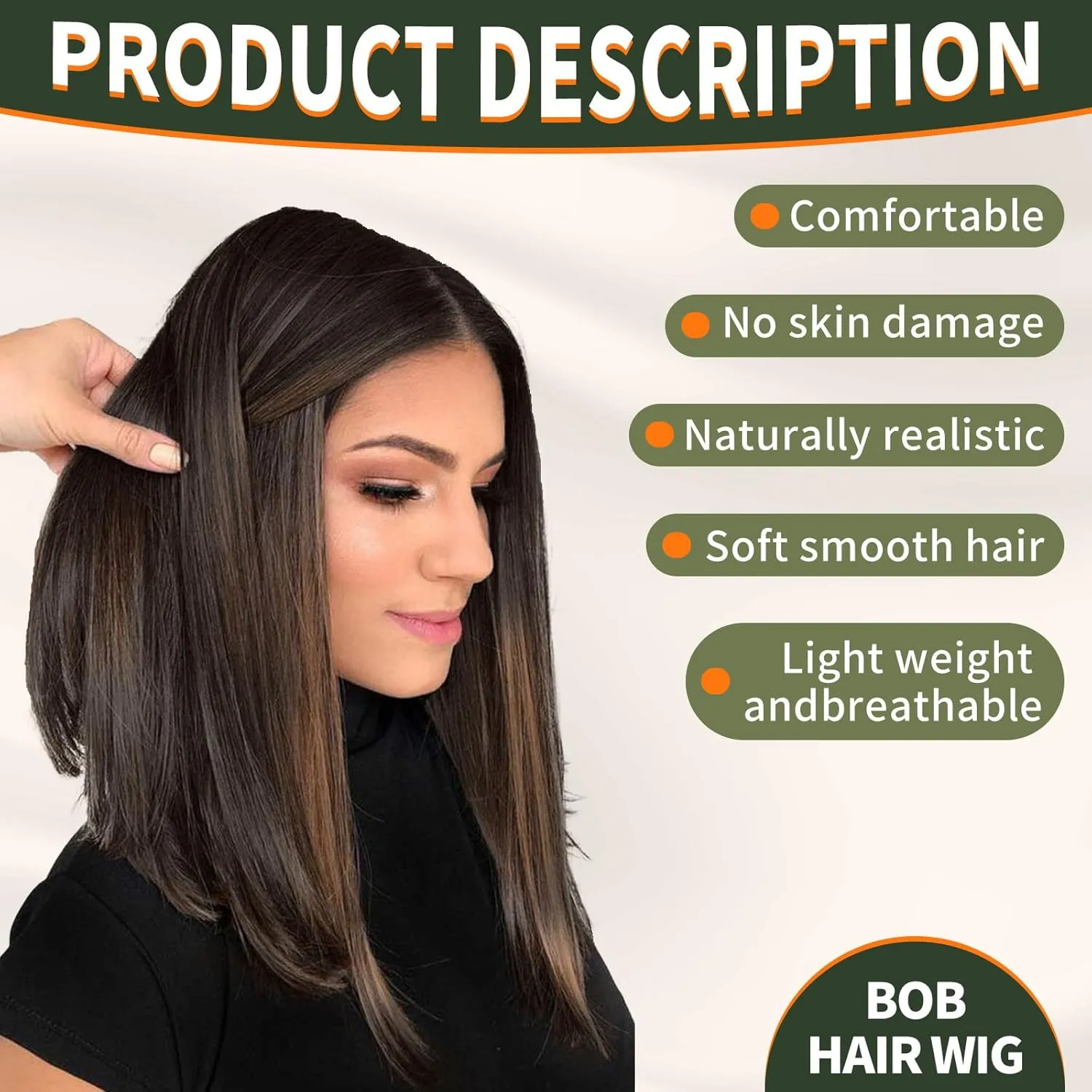 Dark Brown Short Bob Wigs,Brown Straight Shoulder Length Wigs for Women,Middle Part Heat Resistant Fibre Synthetic Wig Daily Use