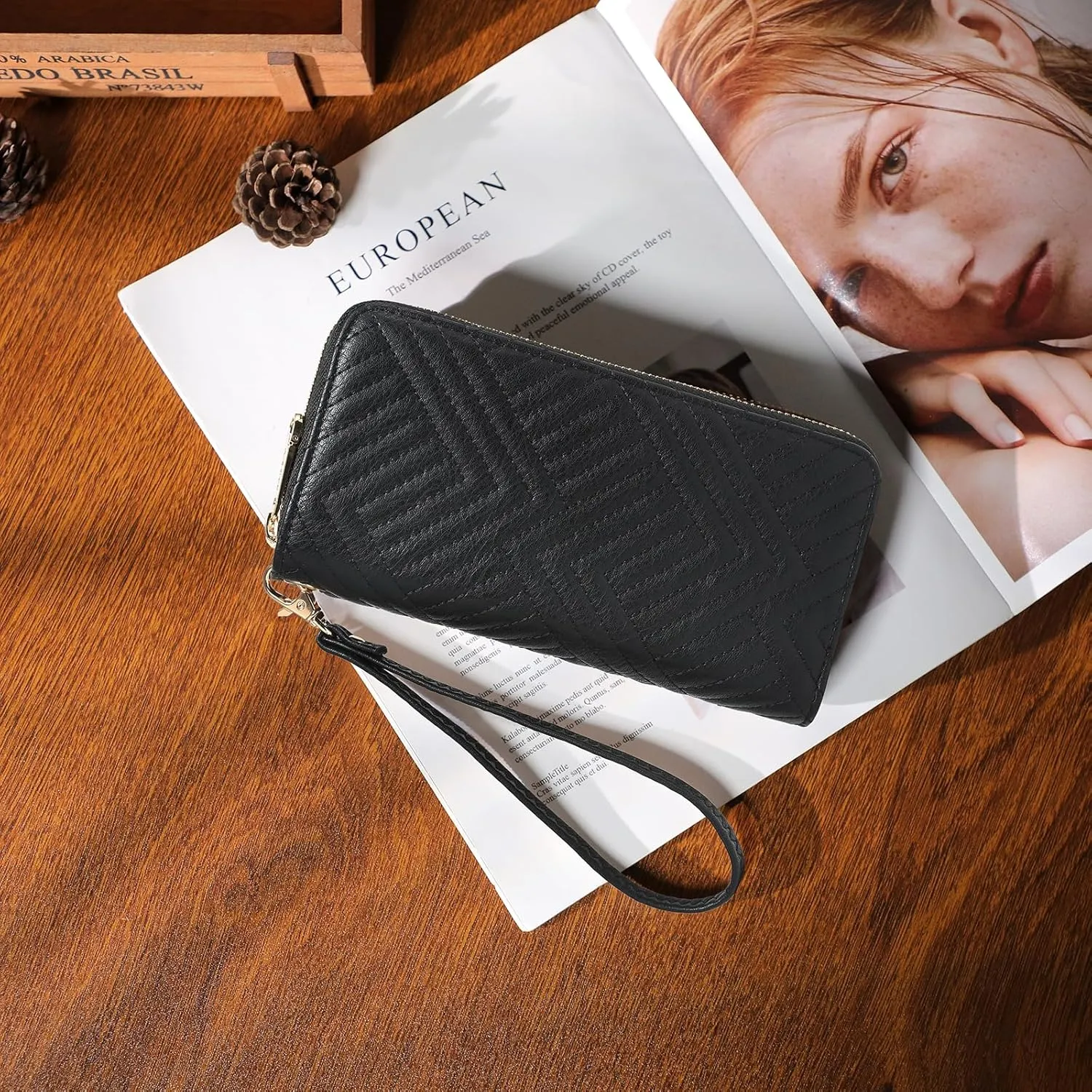 Dasein RFID Blocking Wallet Purse for Women Large Capacity Wristlet Clutch Bag Multi Card Holder Phone Case with Wrist Strap