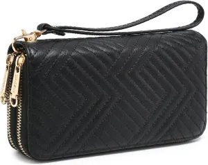 Dasein RFID Blocking Wallet Purse for Women Large Capacity Wristlet Clutch Bag Multi Card Holder Phone Case with Wrist Strap