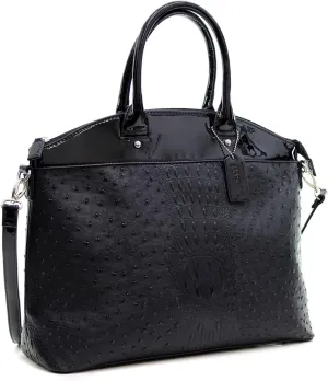 Dasein Women Faux Leather Large Satchel Handbag with Shoulder bag Patent Trim Shoulder bag