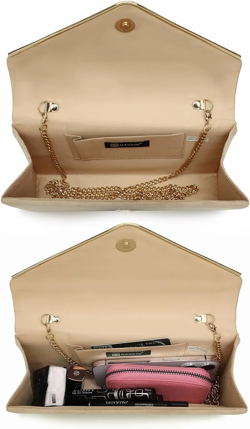 Dasein Women Faux Suede Evening Clutch Bags Formal Party Clutches Wedding Purses Cocktail Prom Clutches