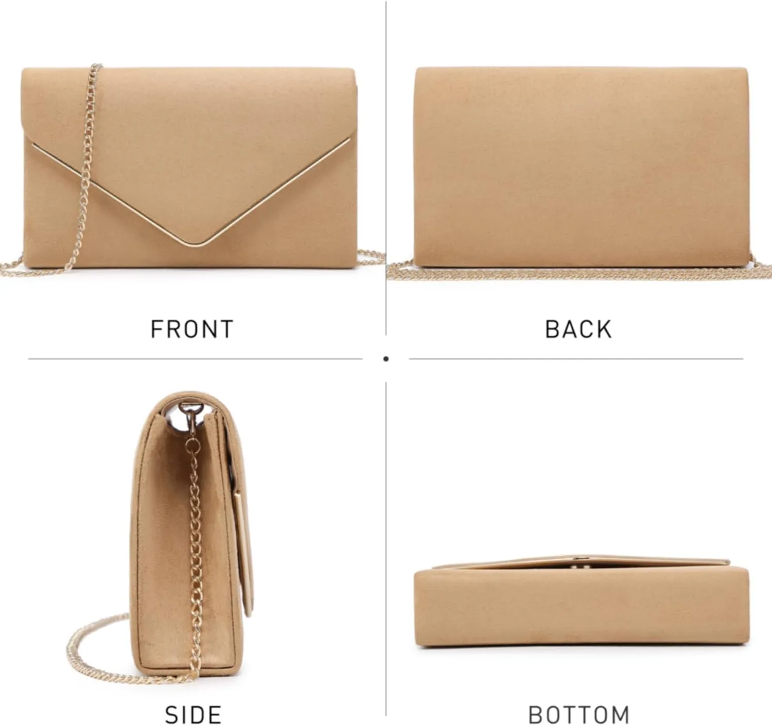 Dasein Women Faux Suede Evening Clutch Bags Formal Party Clutches Wedding Purses Cocktail Prom Clutches