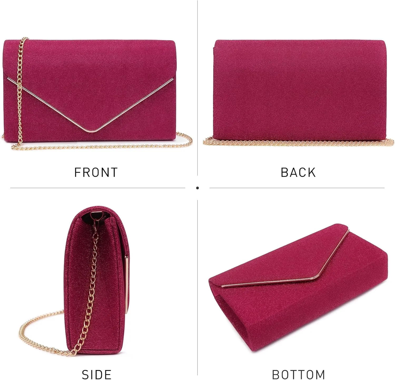 Dasein Women Glistening Clutches Handbags Evening Bags Wedding Purses Cocktail Prom Party Clutches