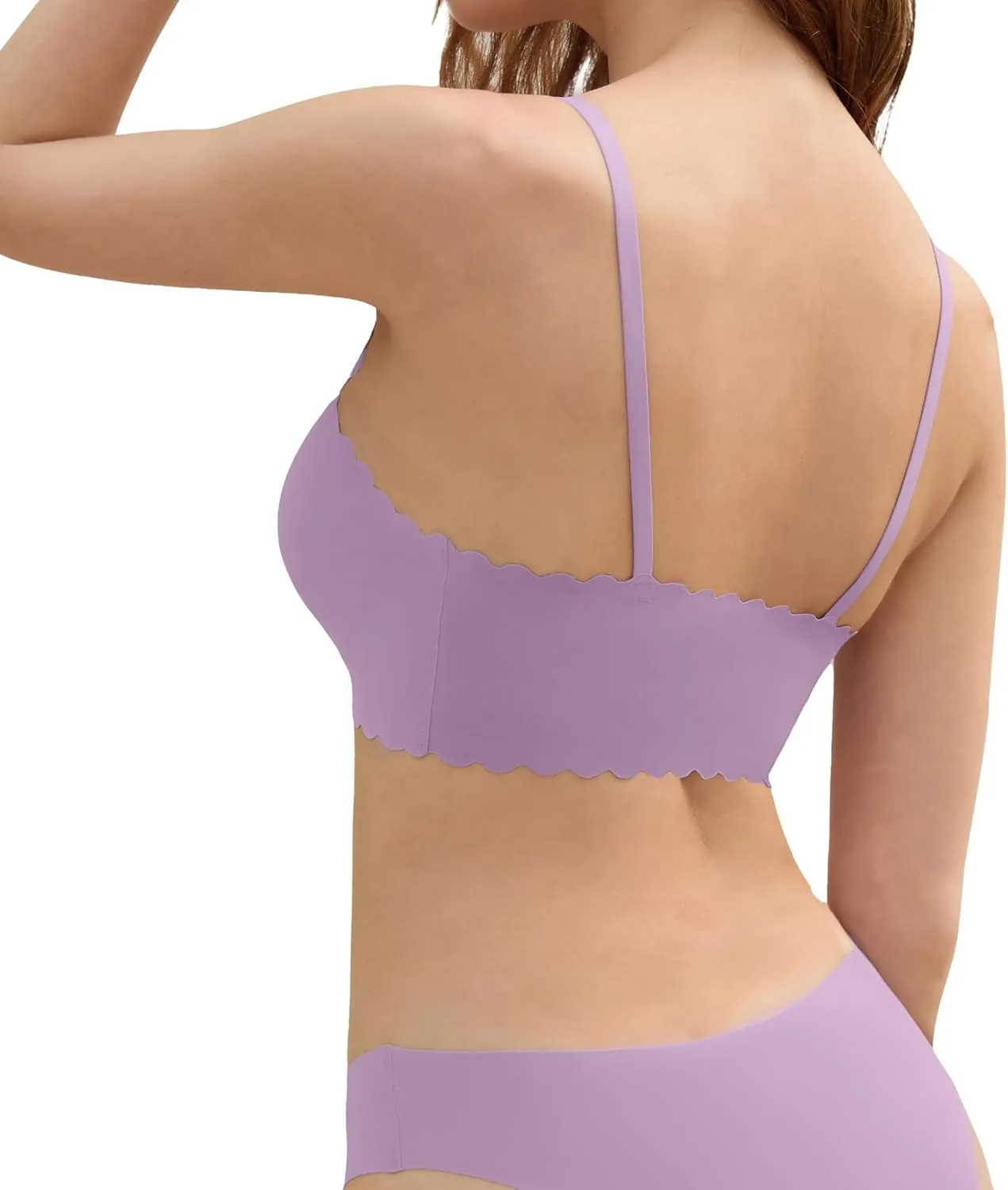 DEANGELMON V Neck Bra Padded Seamless Adjustable Straps Bralettes Everyday Basic Sleeping Bras Multiple Pack