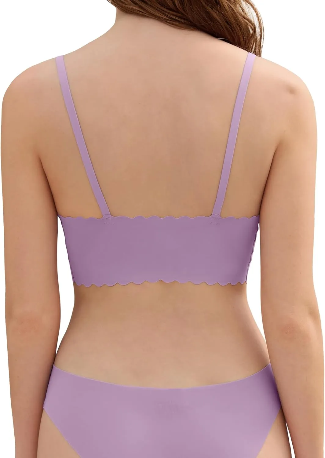 DEANGELMON V Neck Bra Padded Seamless Adjustable Straps Bralettes Everyday Basic Sleeping Bras Multiple Pack