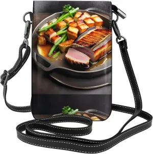 Delicious Grilled Meat Women'S With Tassel Small Crossbody Leather Cell Phone Bag Purse For Walking Camping Shopping Dating