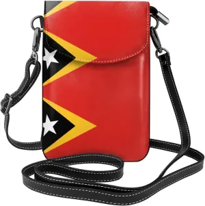 Democratic Republic of Timor-Leste Roomy Cell Phone Purse Wallet - Versatile Canvas Small Crossbody Purse Bags with Adjustable Leather Strap