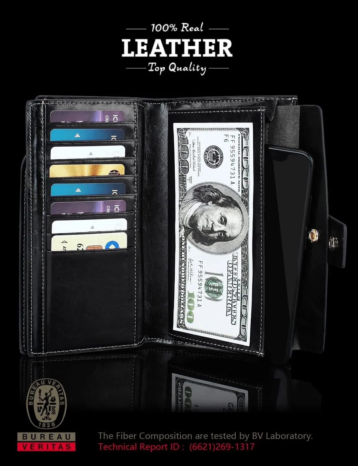 Demon&Hunter Women's RFID Blocking Large Capacity Luxury Wax Genuine Leather Purse Wallet DZA2083