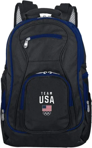 Denco Team USA Olympics Colored Trim Premium Laptop Backpack, 19-inches, Black