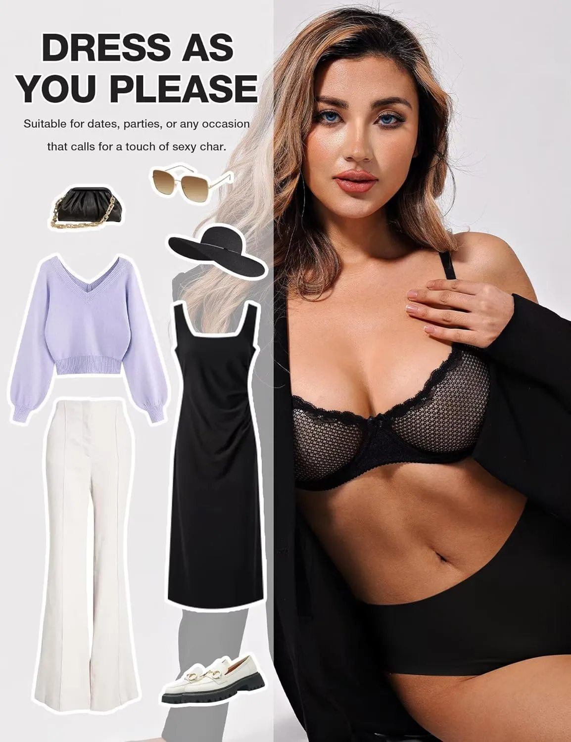 Deyllo Women's Sexy Lace Balconette Bra See Through Demi Unlined Bras Mesh Sheer Underwire