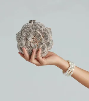 Divine Luxury Rhinestone Rose Minaudiere Bag