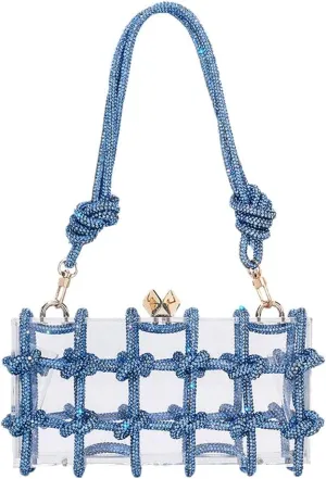 DJBM Clear Acrylic Clutch Sparkle Rhinestone Evening Bag Glitter Crystal-Embellished Rope Knot Handbag Purse for Party Prom