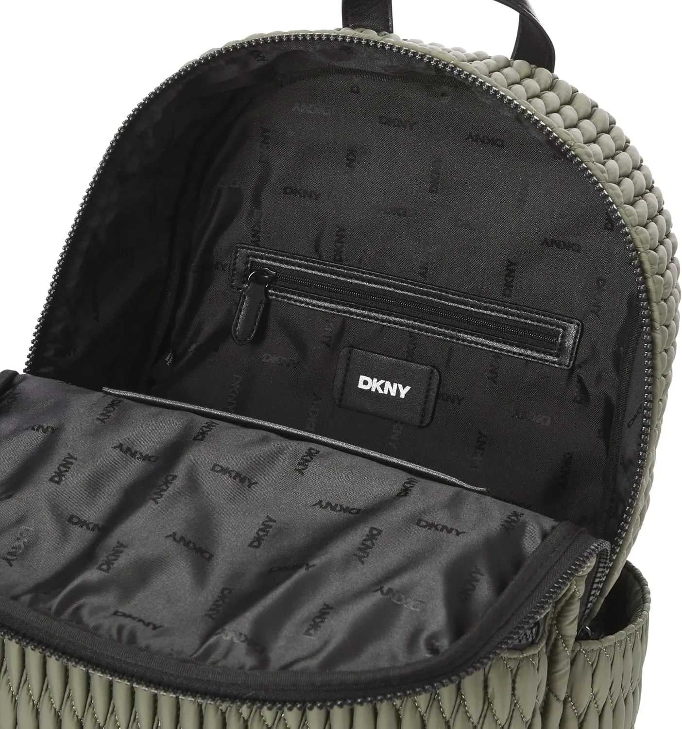 DKNY Women's Mack Quilted Nylon Backpack, Olive, One Size