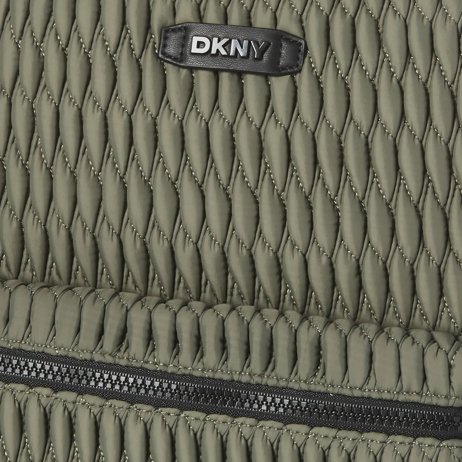 DKNY Women's Mack Quilted Nylon Backpack, Olive, One Size