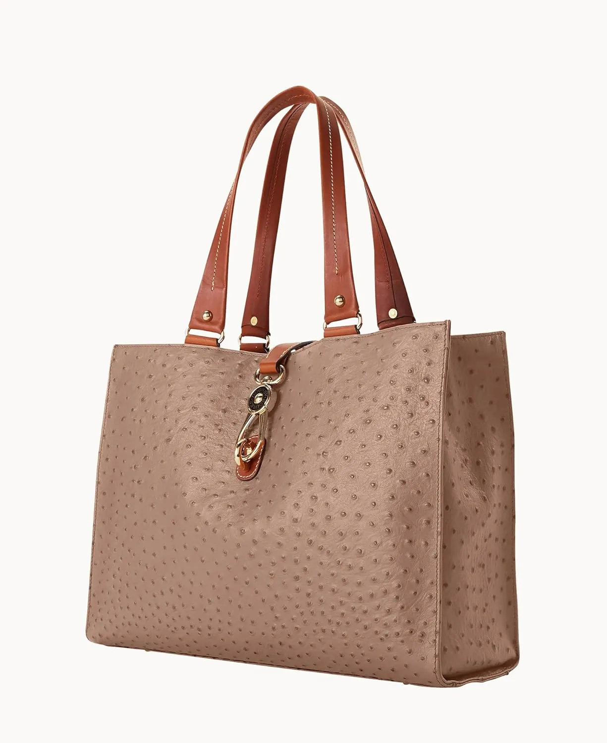 Dooney & Bourke Handbag, Ostrich Large Logo Lock Tote