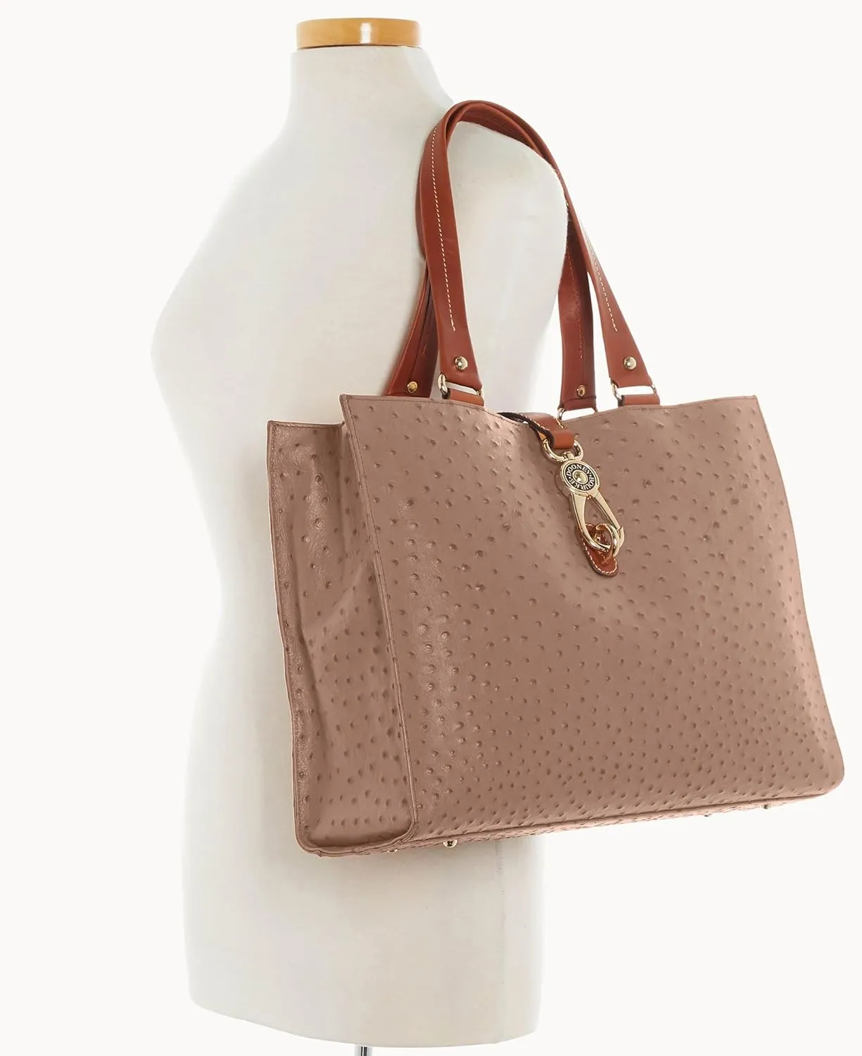Dooney & Bourke Handbag, Ostrich Large Logo Lock Tote