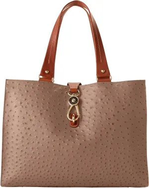 Dooney & Bourke Handbag, Ostrich Large Logo Lock Tote