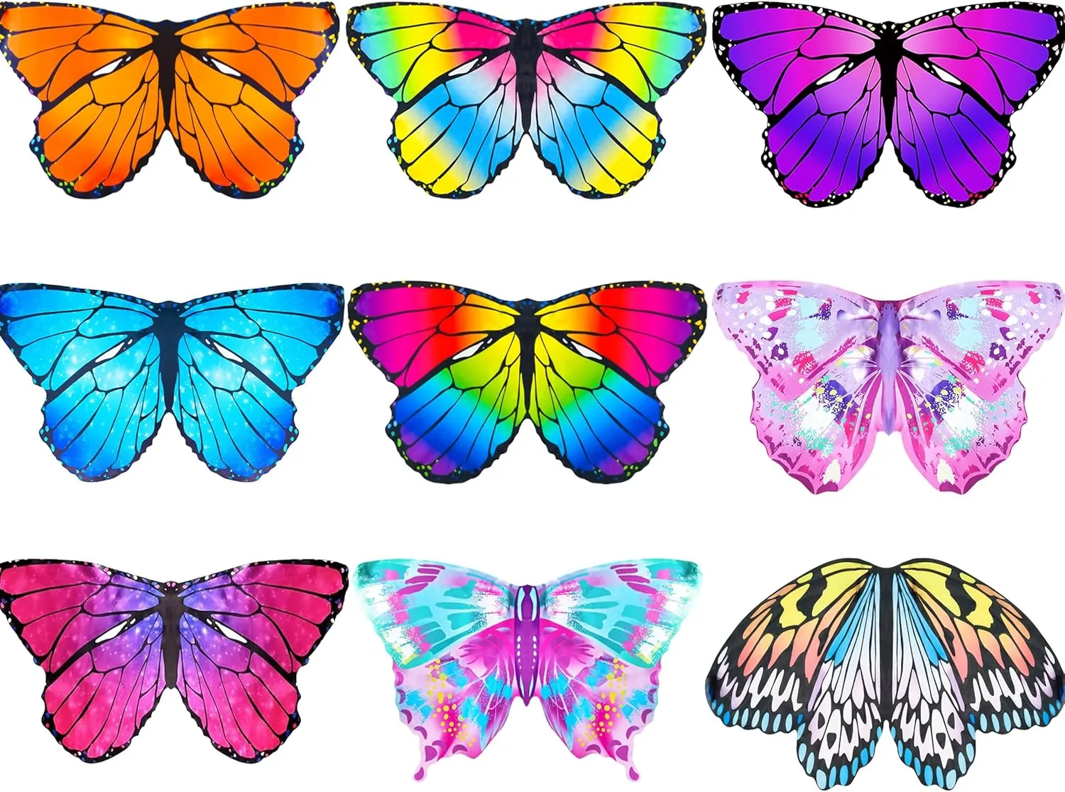 D.Q.Z Girls Fairy-Butterfly-Wings Costumes Bulk for Toddler Kids-Dress Up, 9 Pack Butterfly Toys for Party Favors