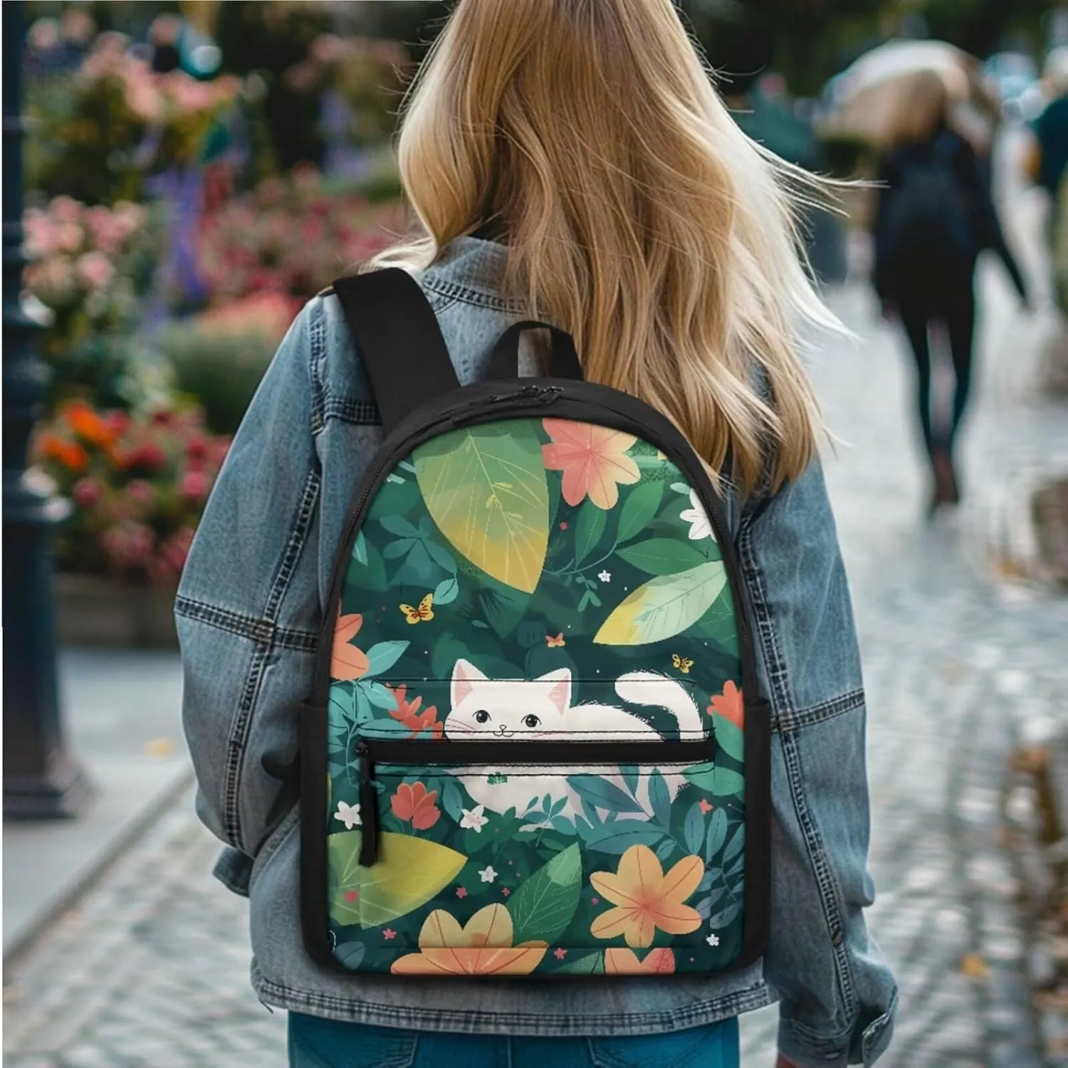 Dreaweet Cat Backpack for School Girls with Lunchbox and Water Bottle Sleeve Pencil Case Elementary School Bag Set Boys Bookbag and Lunch Bag for Kids Cute Animal Book Bag Lunchbox Combo