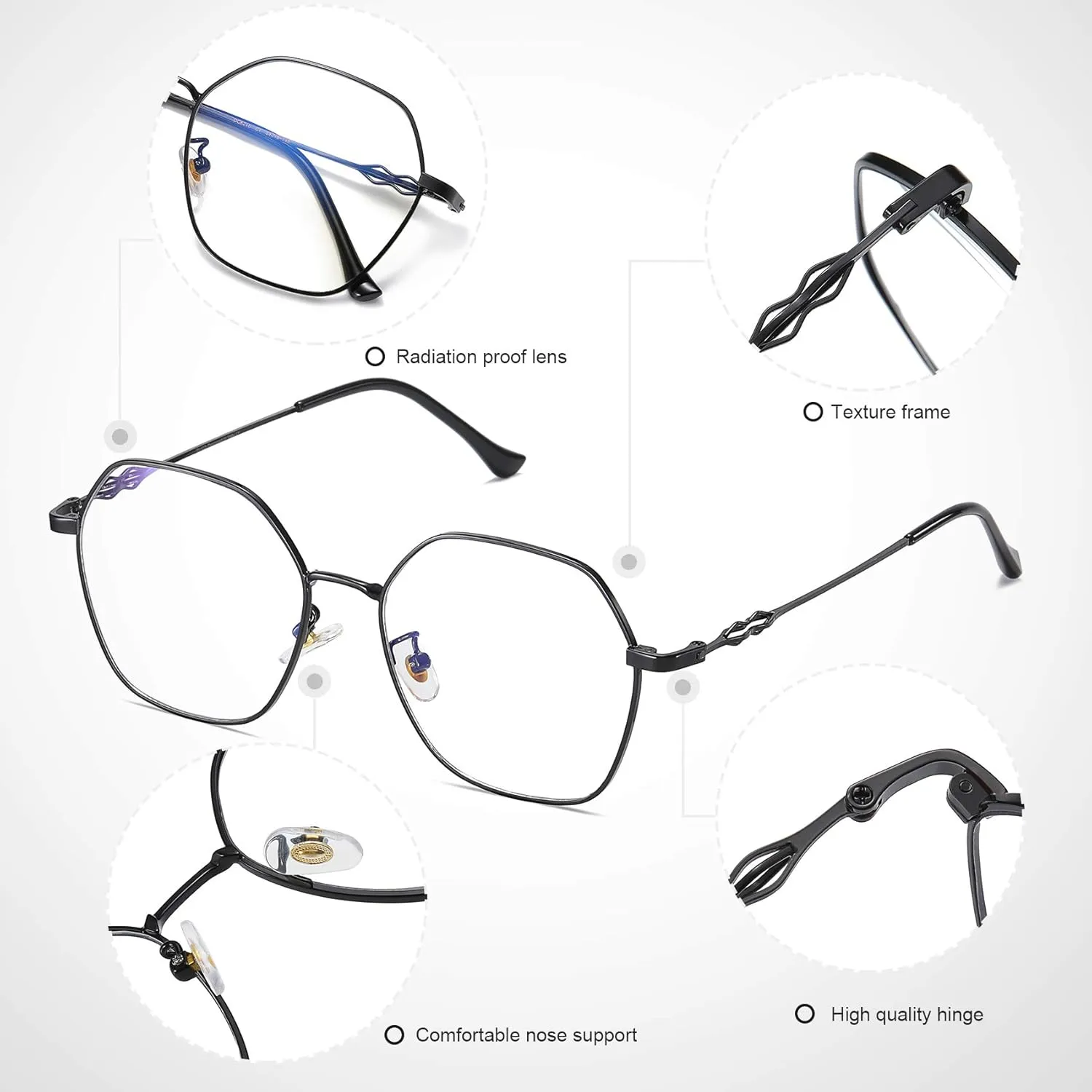 DUCO Small Round Blue Light Glasses For Women Men Blue Ray Blocking Glasses 8215