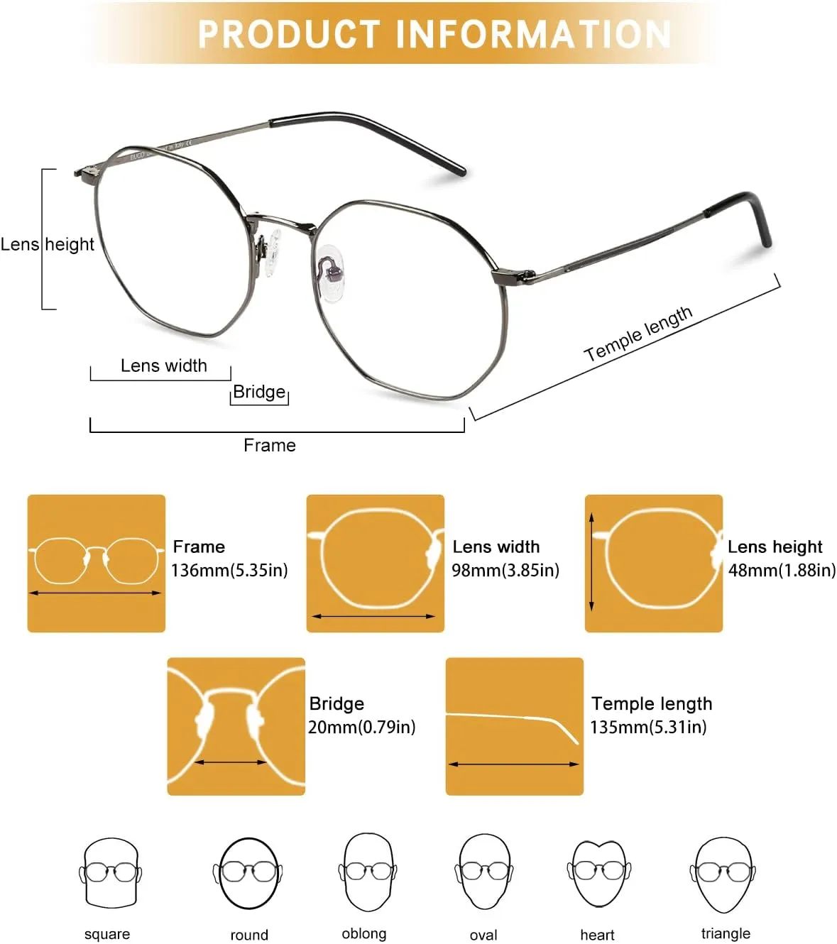 DUCO Small Round Blue Light Glasses For Women Men Blue Ray Blocking Glasses 8215