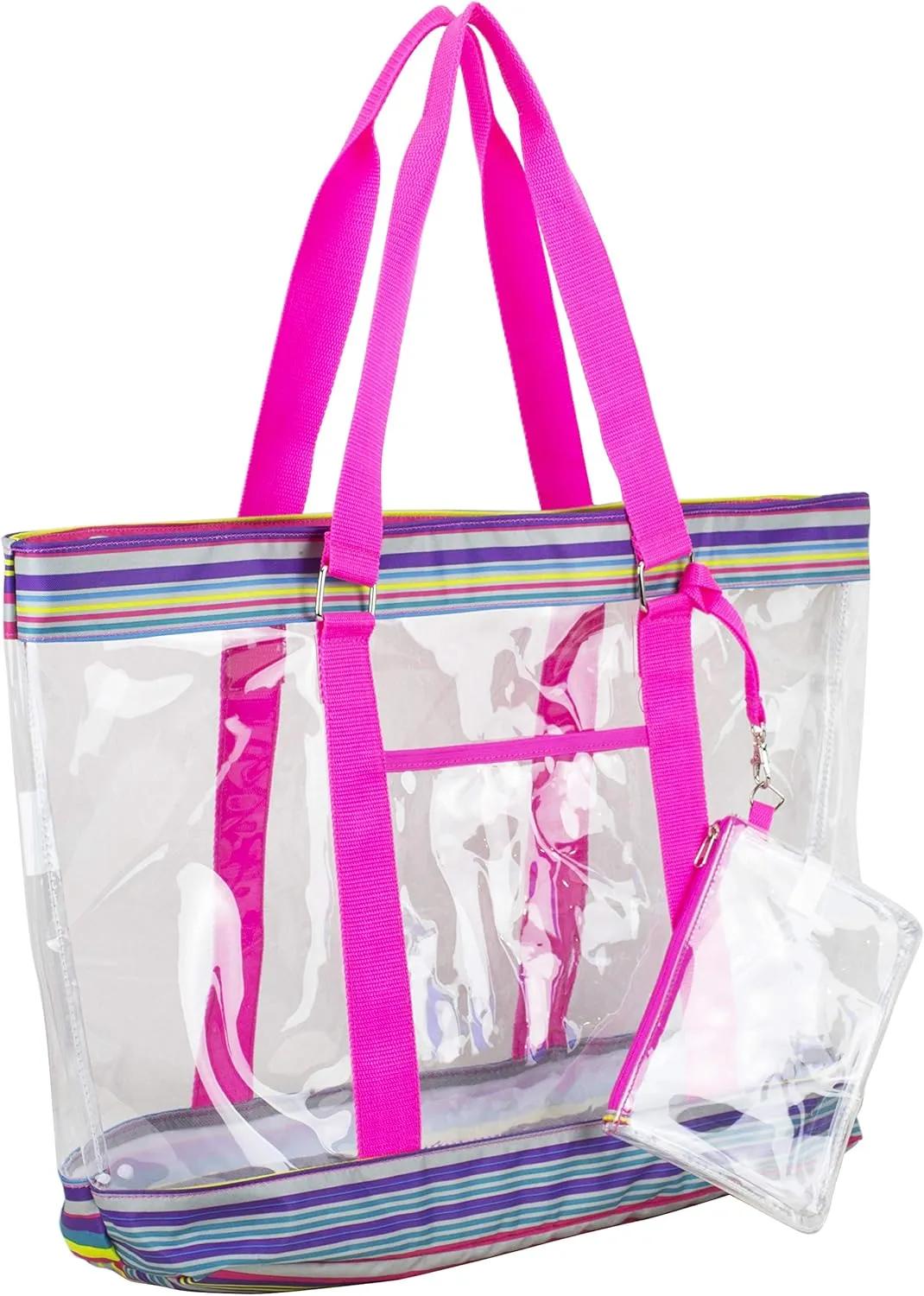 Eastsport Transparent Large Clear Tote Bag for Women Beach Bag Clear Purse Work Bag Shoulder Bag Work Tote with Zipper