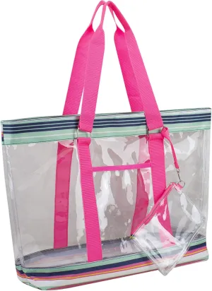 Eastsport Transparent Large Clear Tote Bag for Women Beach Bag Clear Purse Work Bag Shoulder Bag Work Tote with Zipper