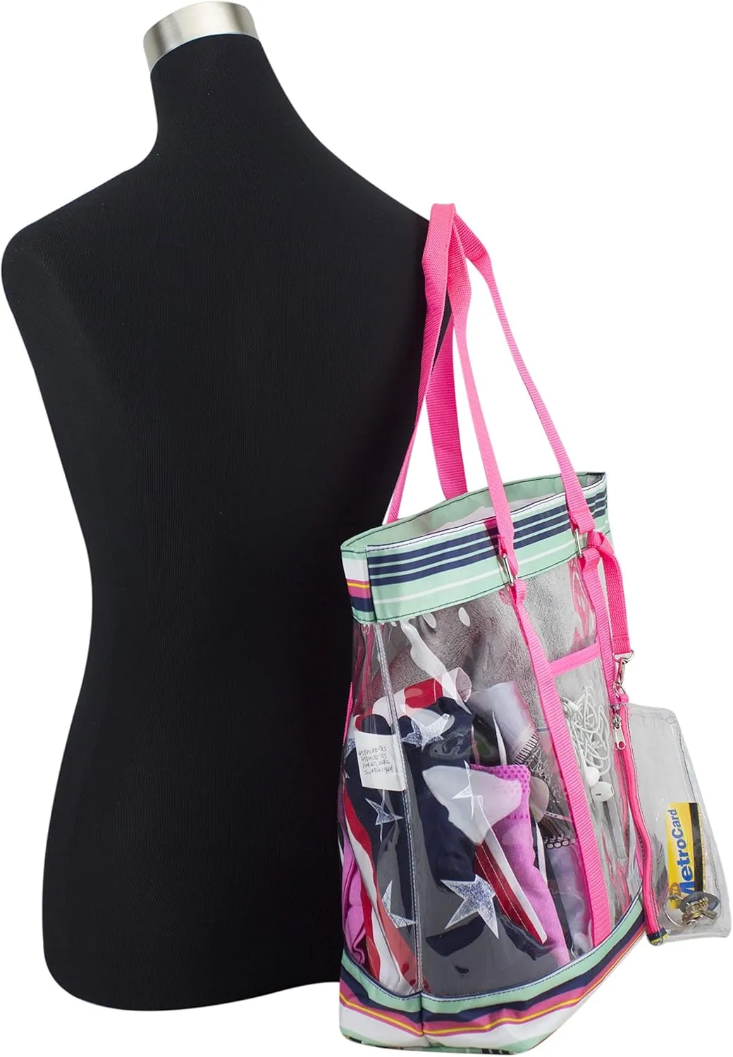 Eastsport Transparent Large Clear Tote Bag for Women Beach Bag Clear Purse Work Bag Shoulder Bag Work Tote with Zipper